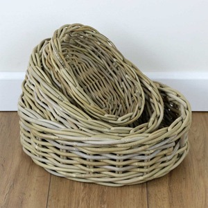 Set Of 3 Rattan Oval <b>Wicker</b> <b>Storage</b> <b>Baskets</b> Handmade <b>Storage</b> <b>Baskets</b> Natural Rattan Modern Multifunction Made in Viet Nam - Product Image 1