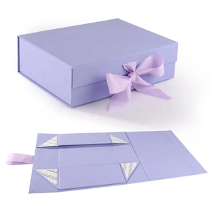 Wholesale <b>Foldable</b> Foil Gift <b>Box</b> UV Advantage Reusable Flat Shipping Folding <b>Box</b> Embossing Ribbon Made Recycled Materials - Product Image 1