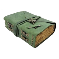 Carnet de notes vintage en cuir vert avec boussole, papier à bords festonnés, 240 pages, 8x6 pouces, fait main, journal intime, cadeau, vente en gros