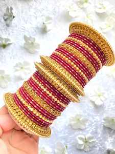 Fashion Jewelry Traditional Gold Plated Gold Look Bangle Set Jewelry for Girls and Women <b>Metal</b> Bangle - Product Image 6