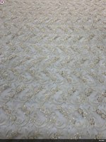 Tissu en dentelle blanche fantaisie de créateur, respirant, avec sequins, technique de tissage, broderie élégante pour mariage/occasion spéciale
