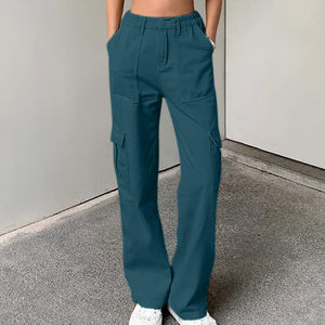 Pantalones de Mujer de Pierna Ancha, Rectos, Holgados, Casuales, de Cintura Alta, Elásticos y Transpirables, de Algodón, para Verano - Product Image 4