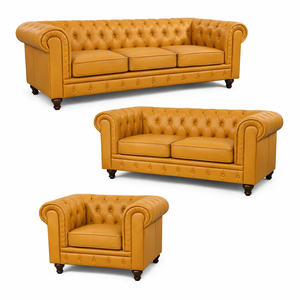 Set <span class=keywords><strong>Sofa</strong></span> kulit Chesterfield hitam klasik untuk Hotel, kantor dan Lounge | 1 2 3 dudukan <span class=keywords><strong>Sofa</strong></span> kulit PU berumbai dengan kaki kayu - Product Image 3
