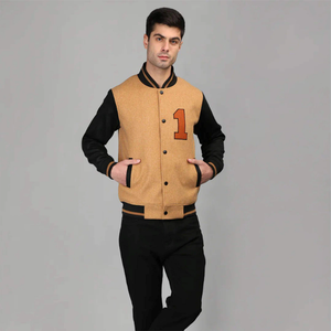 OEM de alta calidad parche bordado hombres Universidad personalizado béisbol bombardero Letterman Crop cuero manga más tamaño Varsity chaqueta - Product Image 4