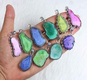 Collar con colgante de rebanada de cuarzo Solar al por mayor para mujer, increíble Ajuste de bisel, suministro de joyería con incrustaciones, regalo para niñas - Product Image 4