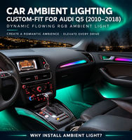 Kit d'éclairage ambiant RGB dynamique 12V pour Audi Q5 2010-2018, 64 couleurs, 18 lumières, éclairage ambiant intérieur