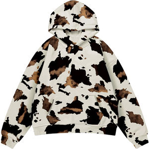 Sudadera con Capucha Extra Grande para Mujer, de Alta Calidad, 100% Algodón, Ecológica, Transpirable, con Logotipo Personalizado, Estilo Casual Urbano, Estampado de Leopardo - Product Image 1