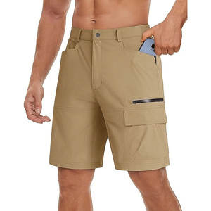 Custom Stylish Linen/Cotton Solid Multi-color <b>Knee</b> <b>Length</b> 6 Pockets Waterproof Breathable Cargo Hiking <b>Shorts</b> <b>Men's</b> Summer - Product Image 1