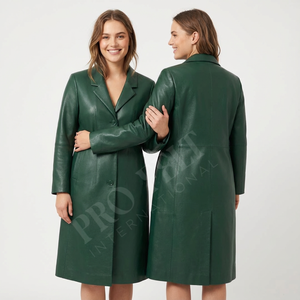 Abrigo Largo de Cuero Personalizado para Mujer, Color Borgoña, Cierre de Botones, Moda de Invierno, Corte Entallado, Abrigos de Cuero Largos - Product Image 5