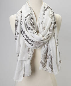 Handcrafted Unisex Long Shawl Gayatri Mantra Printed Plain Style <b>Knitted</b> <b>Scarf</b> Soft Cotton/Viscose Assorted Colors Designed - Product Image 1