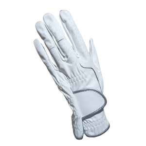 White Silver Sheepskin Golf Glove Full Finger Breathable Lightweight Left Hand Adjustable Wrist Strap for Sports - Product Image 1
