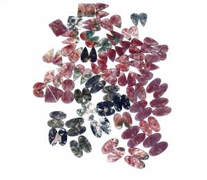 Paire d'agates en mousse rouge naturelle Cabochon de pierres précieuses en vrac Lot de gros minéraux Paire d'agates en mousse rouge naturelle de guérison pour la fabrication de bijoux - Product Image 2