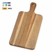 Planche à découper en bois d'acacia avec poignée pour le fromage, le pain, la viande, la préparation et le service des aliments en cuisine