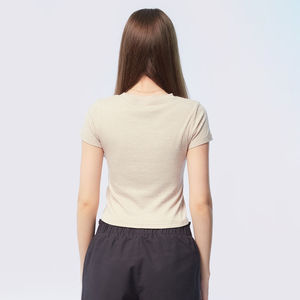 เสื้อครอปท็อปผู้หญิงคุณภาพสูงรักษ์โลกสำหรับฤดูร้อน สไตล์ลำลองแนวสตรีท ผลิตจากใยไผ่ แห้งเร็ว ระบายอากาศได้ดี สินค้ามาใหม่ - Product Image 3