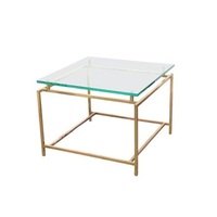 Ensemble table basse moderne de luxe en verre noir Meubles de salon avec centre en métal Usine directe Technique de polissage