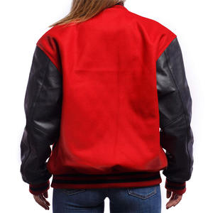 แจ็คเก็ตบอมเบอร์ขนสัตว์สำหรับผู้ชาย ปักลายตัวอักษรโลโก้ด้านหน้าตามแบบ OEM  ไซส์ใหญ่ ขายส่ง - Product Image 5