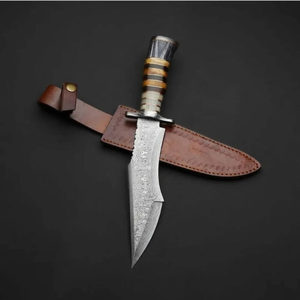 Personalizado hecho a mano Damasco caza Bowie cuchillo fijo afilado hoja caza Bowie Camping cuchillo - Product Image 3