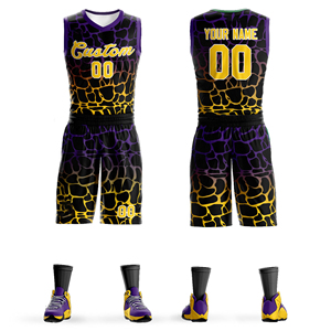 Conjunto de Uniforme de Baloncesto Sublimado Personalizado, Transpirable, con Estampado de Leopardo, Absorbe la Humedad, 180g Poliéster, Camiseta sin Mangas con Cuello en V, Unisex para Adultos - Product Image 2