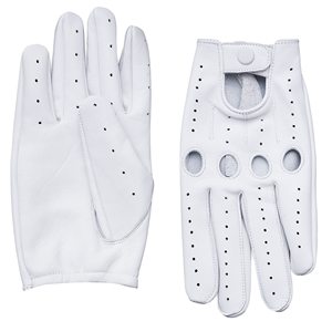Gants de conduite respirants en cuir véritable pour hommes avec fermeture à boutons pour le sport - Product Image 2