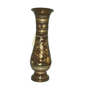 High Quality Brass Flower Vase With Beautiful Engraving <b>Gold</b> And Black Finished Table Decoration Flower Vase - Product Image 1