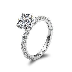 Mode classique bague 8mm coupe ronde 10K14k18k or blanc Moissanite mariage bagues de fiançailles pour les femmes - Product Image 2