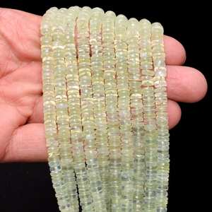 Pierre de Prehnite naturelle perles de pneu Heishi lisses brins 6-7mm perles de pierres précieuses en vrac polies pour la fabrication de bijoux au prix de gros - Product Image 2