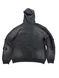 Men's Hooded Cotton Fleece Sweatshirt Regular Fit Distressed Washed Design With Pockets And <b>Dripping</b> Print Autumn Casual Style - Product Image 4