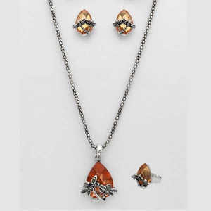 Kriaa 18K ชุดเครื่องประดับหินรูปหัวใจพร้อม Ring-1109703A - Product Image 1