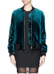 Venta caliente Reversible Bomber Jacket Abrigo de invierno bordado de terciopelo impermeable y lana pura con cierre de cremallera - Product Image 1