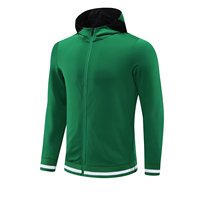 Jaket Training Sepak Bola Berkerudung Resleting Penuh 100% Poliester, Cepat Kering, Pakaian Olahraga, Ukuran Reguler, Pakaian Tim, Outdoor