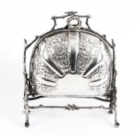 Boîte à biscuits et friandises pliable multifonctionnelle isolée en argent massif Alexander Clark, style Art Déco, pour aliments chauds