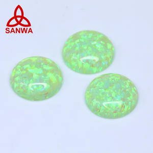 Pierre d'opale multicolore Kyocera OP46 vert jaune vert rond cabochon, distributeur direct pour la fabrication de bijoux en argent faits à la main - Product Image 4