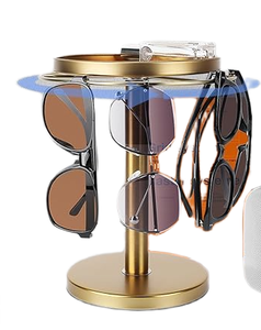 Soporte dorado para gafas de sol y joyas con bandeja redonda, diseño elegante perfecto para un almacenamiento organizado y una exhibición decorativa - Product Image 3