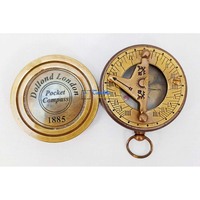 Boussole solaire antique en laiton doré Tanishka Exports, en métal, avec boîte en cuir, souvenir européen fait main