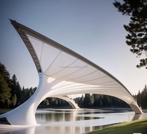 Cảnh quan ngoài trời hiện đại xây dựng vuông dù để che nắng độ bền kéo Cấu trúc thép màng - Product Image 2