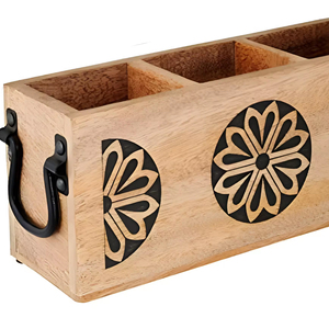 Meilleur design Porte-couverts en bois avec manche en métal noir Repose-cuillère Ustensiles pour la cuisine Disponible au prix de gros - Product Image 3