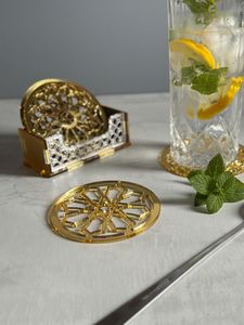 Sous-verres en métal LAITON de qualité durable tapis et tampons ustensiles de cuisine sous-verre de table napperons de sublimation antidérapants sous-verres en corne de résine - Product Image 6