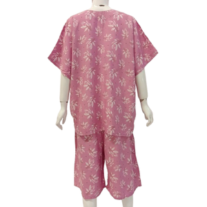 Pijama de manga corta informal para mujer y pantalones hasta la rodilla 100% material fresco de rayón - Product Image 6