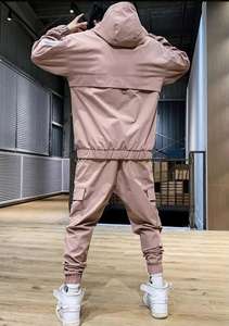 100% survêtement froissé en polyester pour hommes impression de logo personnalisé coupe-vent à motif solide respirant de meilleure qualité grande taille - Product Image 2