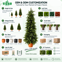Cèdre artificiel de 120 cm en pot, plante artificielle, pot orange, matériau PE, résistant aux UV, écologique, moderne, pour intérieur et extérieur