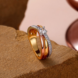 Jeulia Handmade Platinum-Plated 10K Gold Diamond Crossover Wedding <b>Ring</b> for Women - Product Image 4