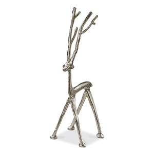 Estatuilla de Reno de plata rústica moderna para Diwali y decoración navideña estatua de ciervo de aluminio fundido texturizado para un manto festivo - Product Image 3