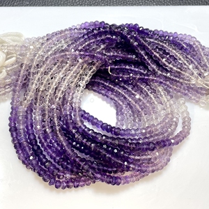 Perles en forme de rondelle à facettes en améthyste violette naturelle en gros Perles en pierre précieuse - Product Image 1