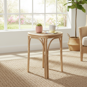 Table en rotin en forme de cœur, élégante, mignonne, minimaliste, écologique, durable, légère, confortable, salon et chambre à coucher - Product Image 1