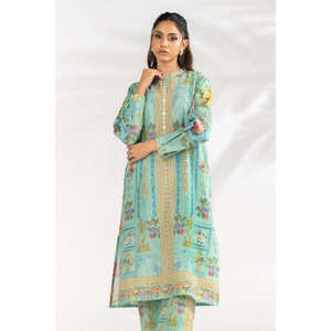 ชุดเซ็ตผ้าแคมบริคพิมพ์ลาย IPST-77132 ผ้าเครปลำลอง ชุด 2 ชิ้น กางเกงขาสั้น สำหรับฤดูใบไม้ผลิ/ฤดูร้อน ไซส์ XS - Product Image 3