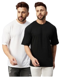 Men Oversized Solid Cotton T-Shirt <b>Pack</b> of 2 With Multi Colors OEM Customized Logo <b>Tshirts</b> For Men's - Product Image 1