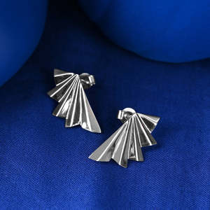 NOVAMART Fine Premium 925 Sterling Silver <b>Earrings</b> for Women & Girls 14K Gold with Sapphire Diamond <b>Wing</b> Water Drop Stud Design - Product Image 2