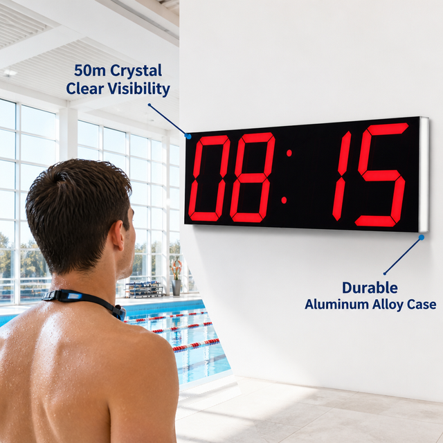 2026 New Large Digital Wall Clock Single Face Art Deco Style Multi-Functional Clock for Gym Swimming Pool Digital Clock 6 Inch