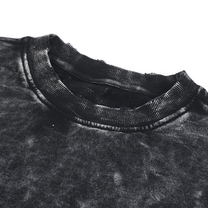 Sweat-shirt col rond personnalisé avec logo, effet vieilli, 360 GSM, 100% coton, délavé à l'acide, doublure en tissu éponge noir flocon de neige, coupe longue et oversize, automne - Product Image 2