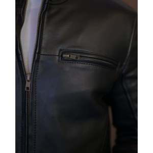 Veste en cuir noir réversible de haute qualité SF005 Taille XS Imperméable Fermeture éclair Broderie Capuche pour l'automne ODM - Product Image 4